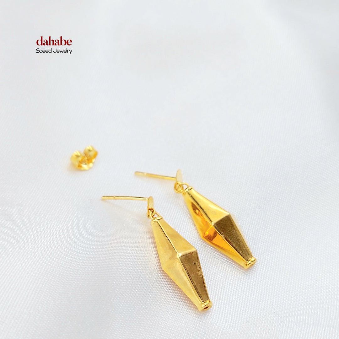 21K Gold Faceted Drop Earrings
