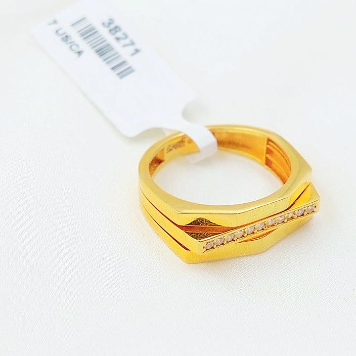 Zircon Studded Deluxe Ring Made of 21K Gold by Saeed Jewelry 