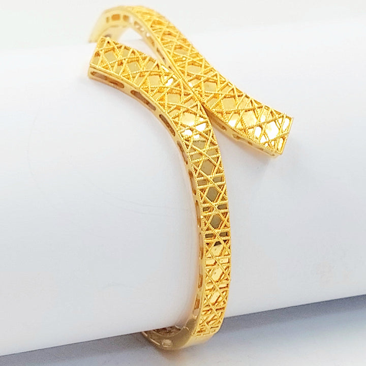 Zircon Studded Kuwaiti Bangle Bracelet Made of 21K Gold by Saeed Jewelry 
