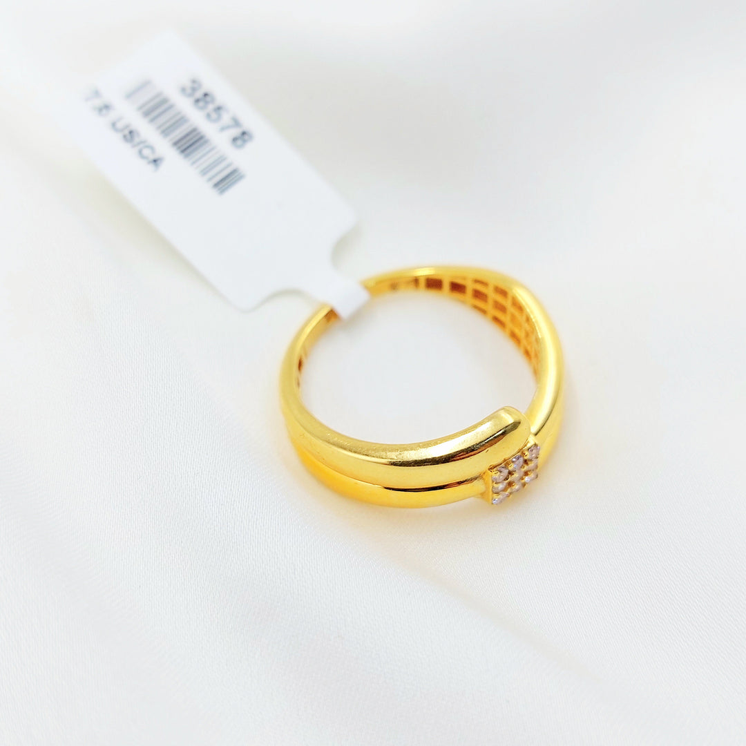 21K Gold Nail Ring with Clear Accents