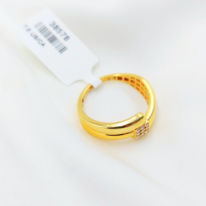 21K Gold Nail Ring with Clear Accents