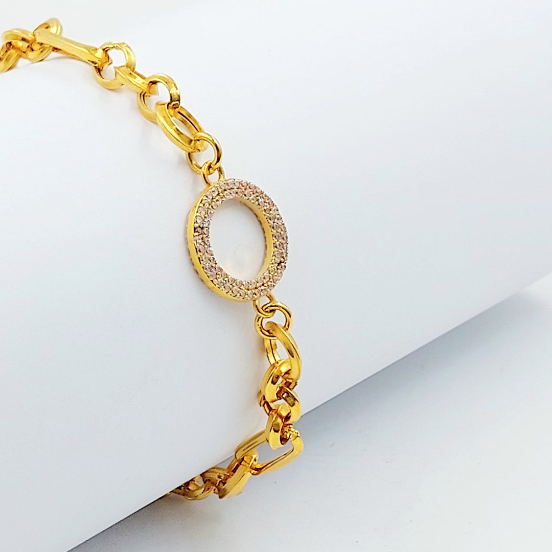 Zircon Studded Cuban Links Bracelet Made of 21K Gold by Saeed Jewelry 