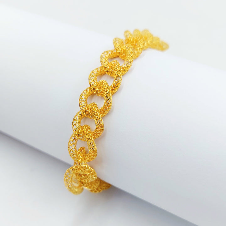 Engraved Cuban Links Bracelet Made of 21K Gold by Saeed Jewelry 