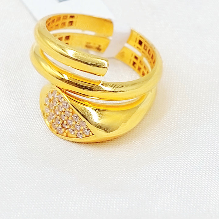 Zircon Studded Deluxe Ring Made of 21K Gold by Saeed Jewelry 