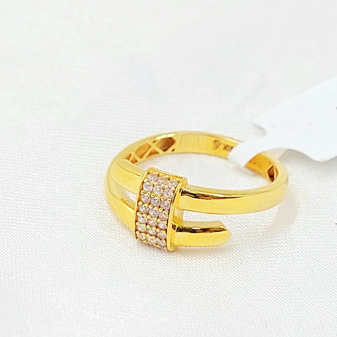 Zircon Studded Nail Ring Made of 21K Gold by Saeed Jewelry 
