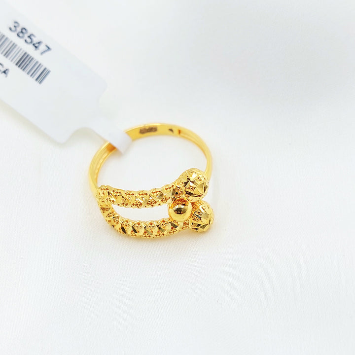 21K Gold Ball-End Textured Ring
