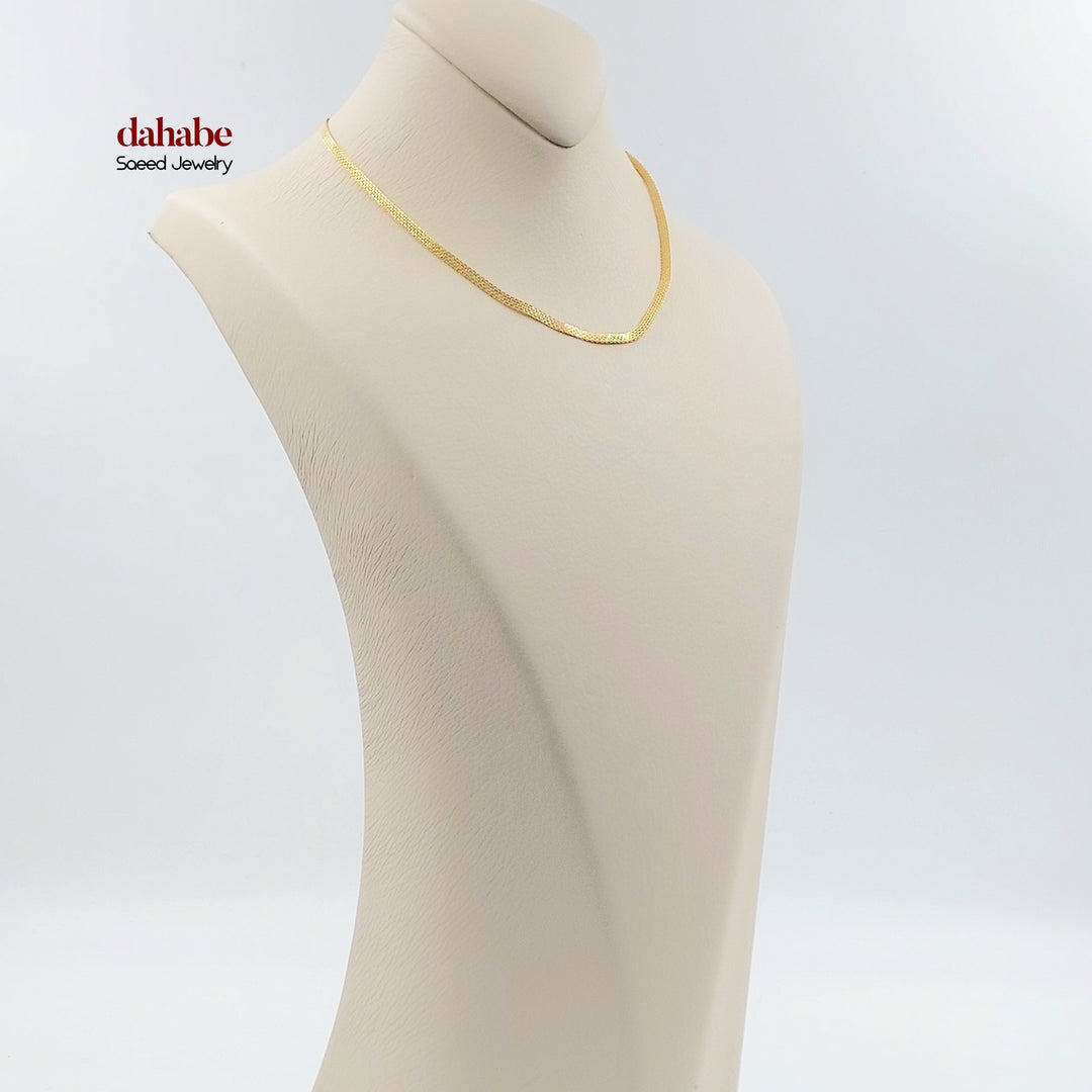 21K Gold 3mm Flat Chain Necklace