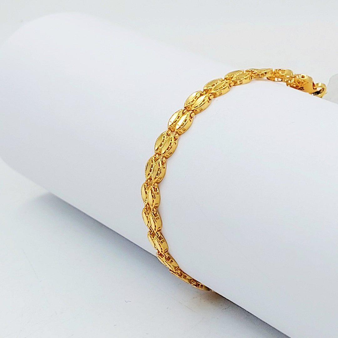 Flat Engraved Bracelet Made of 21K Gold by Saeed Jewelry 
