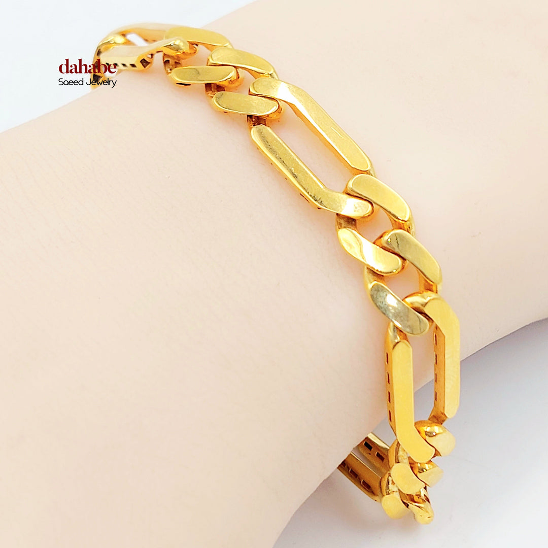 21K Gold Paperclip &amp; Cuban Link Bracelet