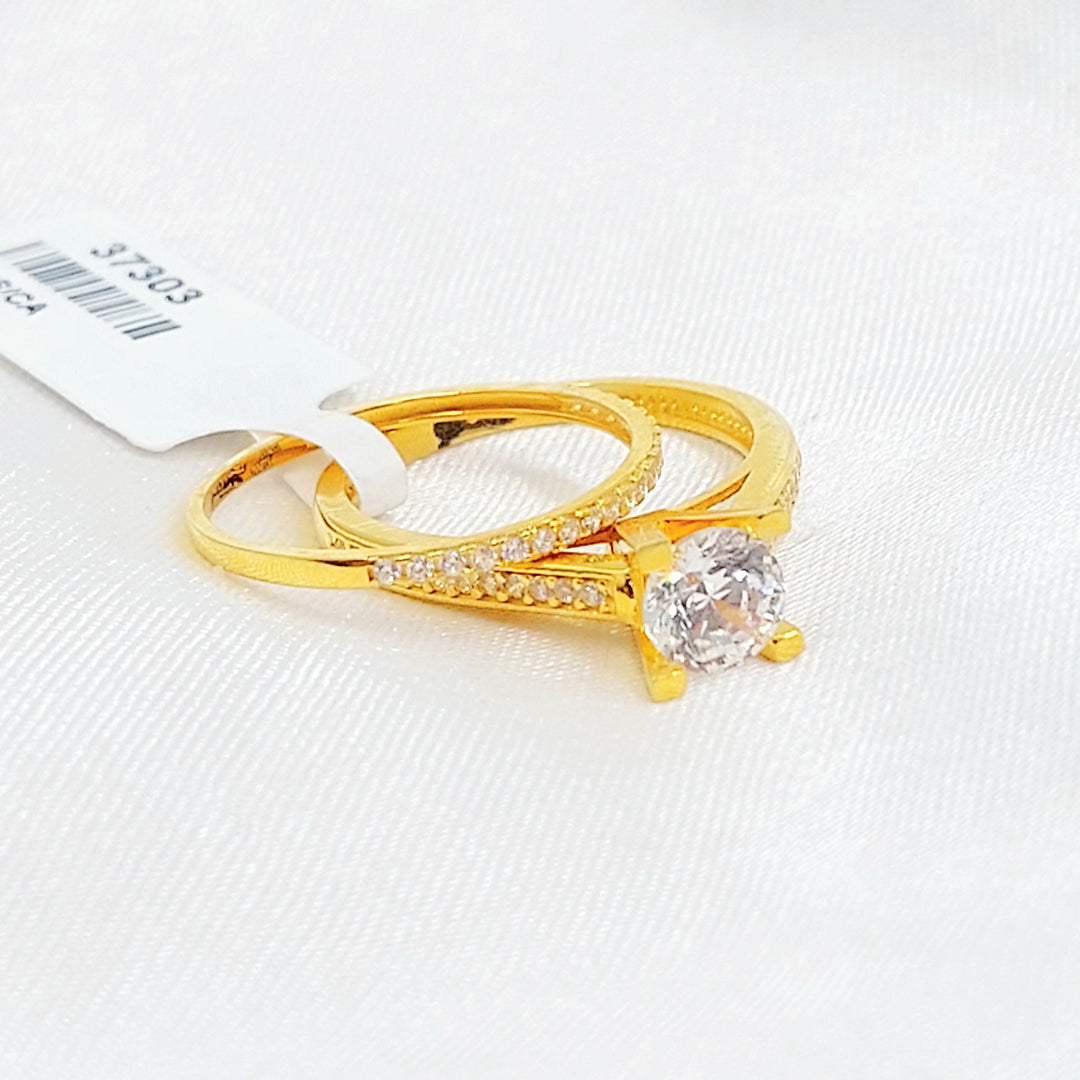 Zircon Studded Twins Wedding Ring