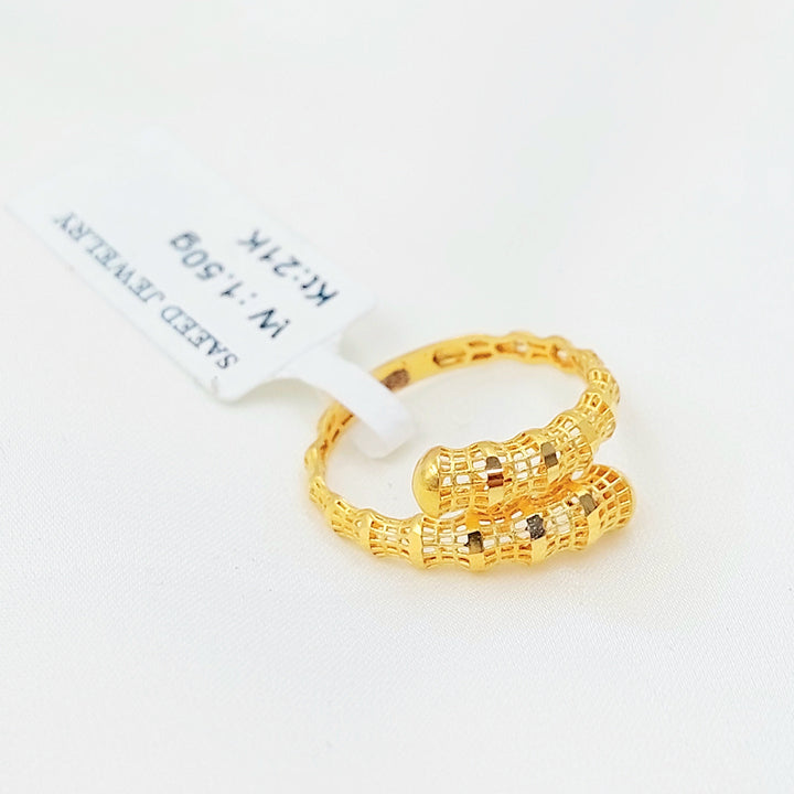 Deluxe Engraved Ring Made of 21K Gold by Saeed Jewelry 