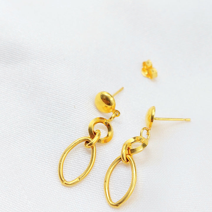 21K Gold Oval Drop Earrings