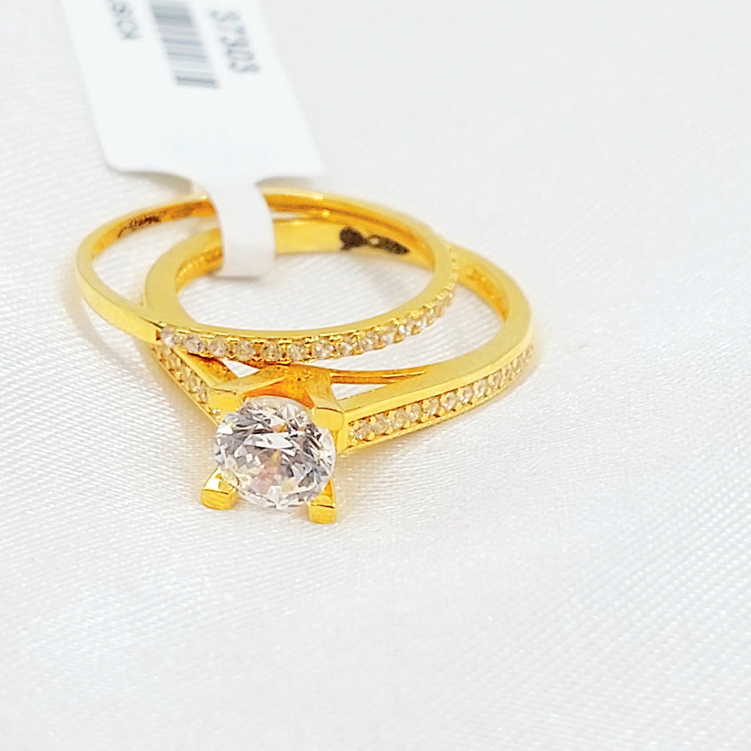 Zircon Studded Twins Wedding Ring