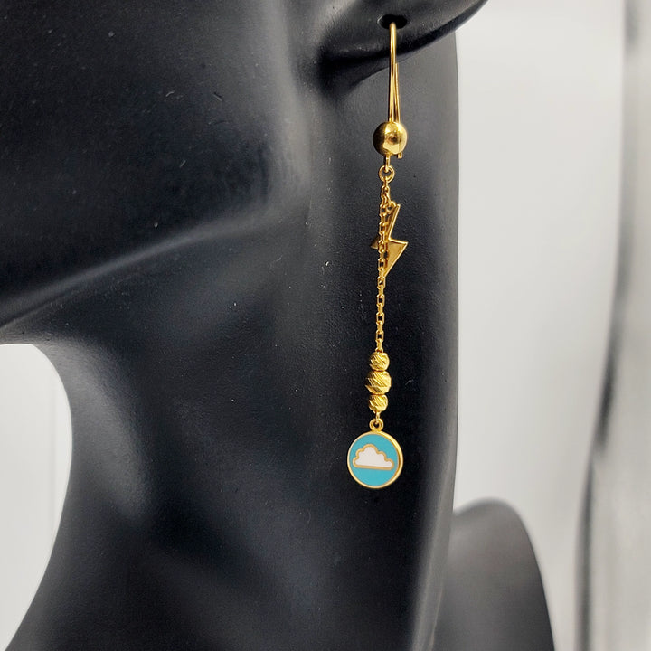 Enameled Deluxe Earrings Made of 21K Gold by Saeed Jewelry 