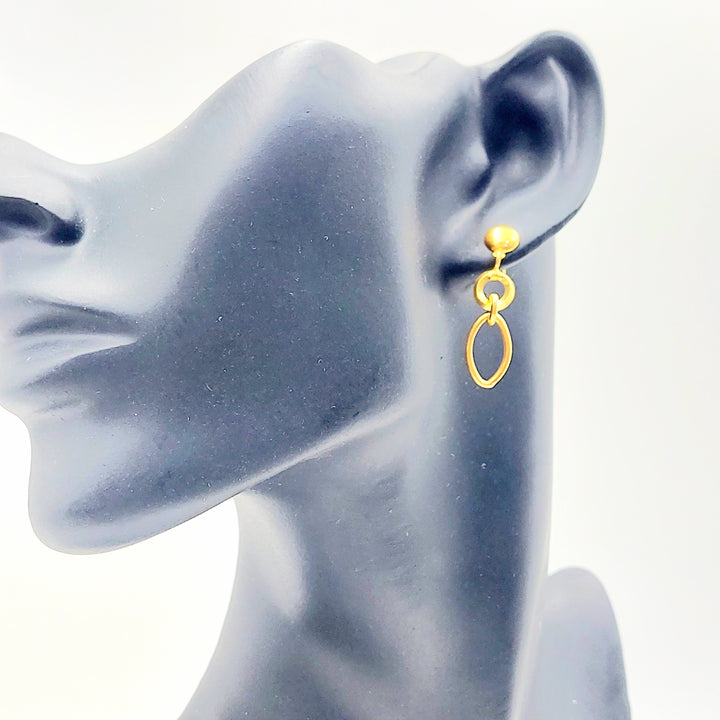 21K Gold Oval Drop Earrings