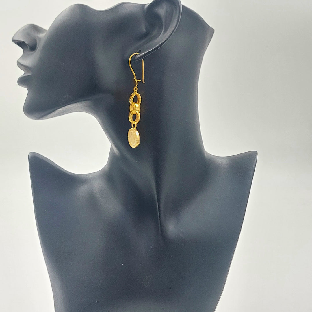 English Shankle Earrings Made of 21K Gold by Saeed Jewelry 