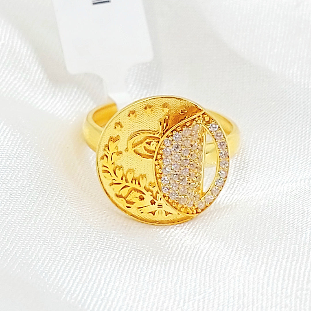 Zircon Studded Rashadi Ring Made of 21K Gold by Saeed Jewelry 