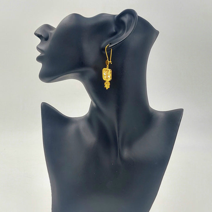 Ounce Shankle Earrings Made of 21K Gold by Saeed Jewelry 