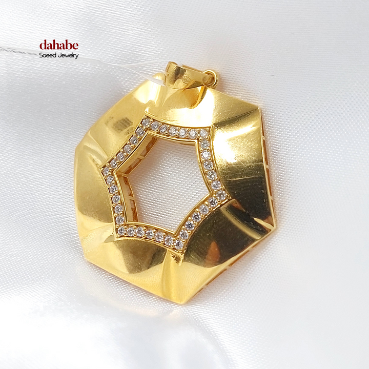 21K Gold Hexagon Zircon Pendant