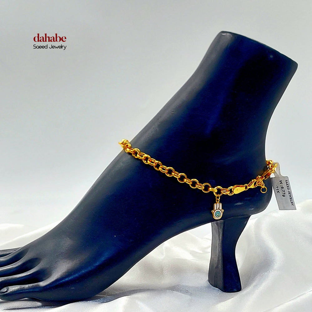 21K خلخال قلب مرصع-مجوهرات الشيخ سعيد-Saeed Jewelry 