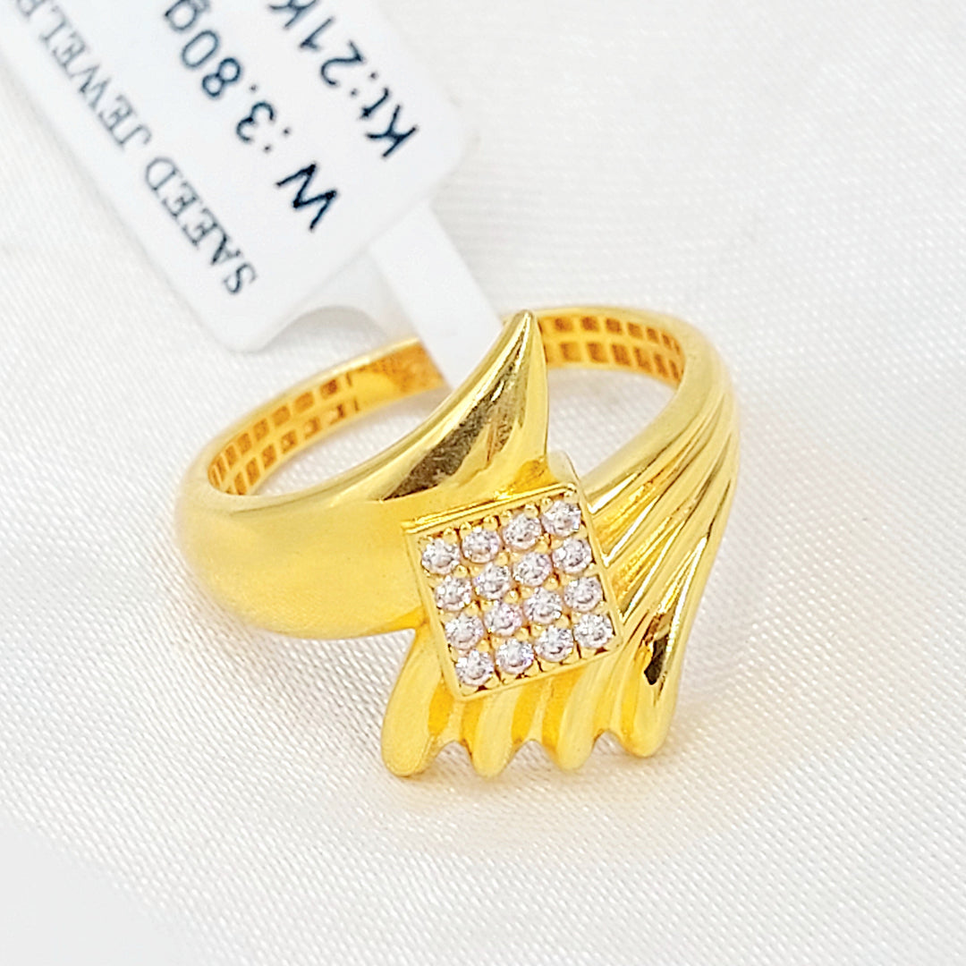 Zircon Studded Deluxe Ring Made of 21K Gold by Saeed Jewelry 