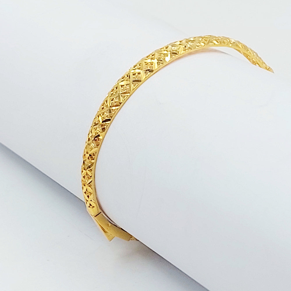 Engraved Bangle Bracelet Made of 21K Gold by Saeed Jewelry 