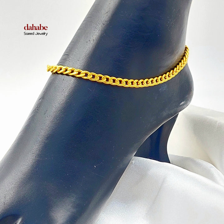 21K Gold Cuban Link Anklet