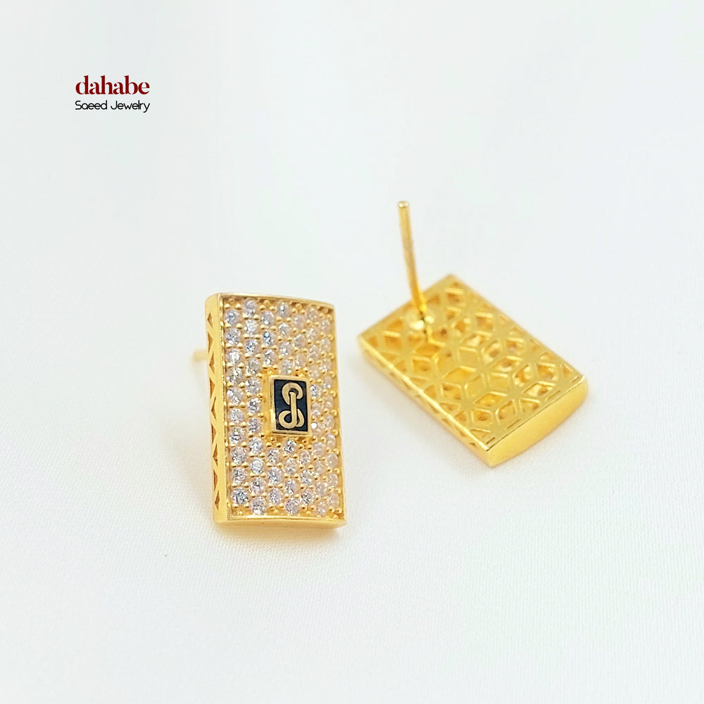 21K Gold Zircon Stud Earrings