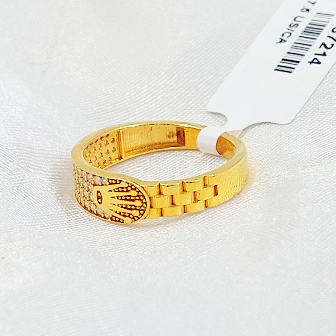 Zircon Studded Deluxe Ring Made of 21K Gold by Saeed Jewelry 