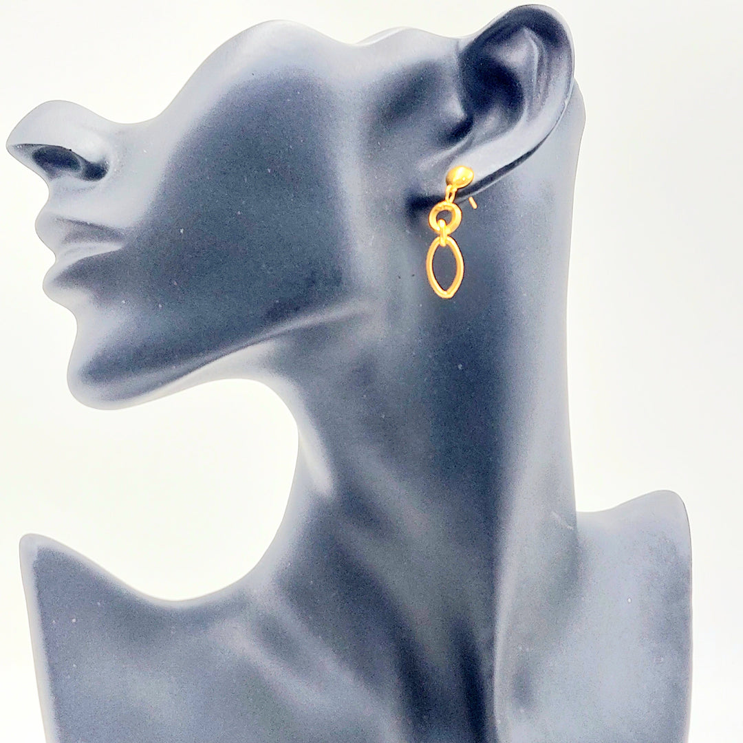 21K Gold Oval Drop Earrings