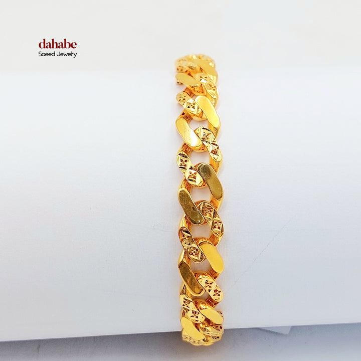 21K Gold Filigree Cuban Link Bracelet