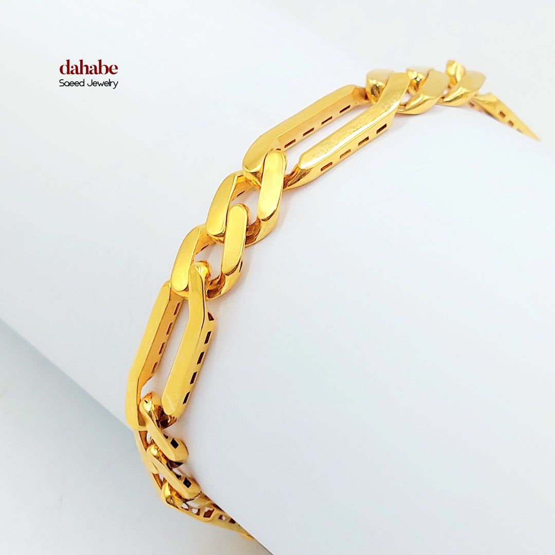 21K Gold Paperclip &amp; Cuban Link Bracelet