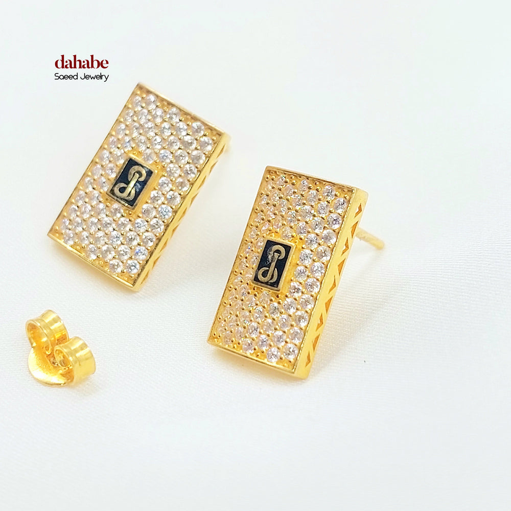 21K حلق جنزير مرصع-مجوهرات الشيخ سعيد-Saeed Jewelry 