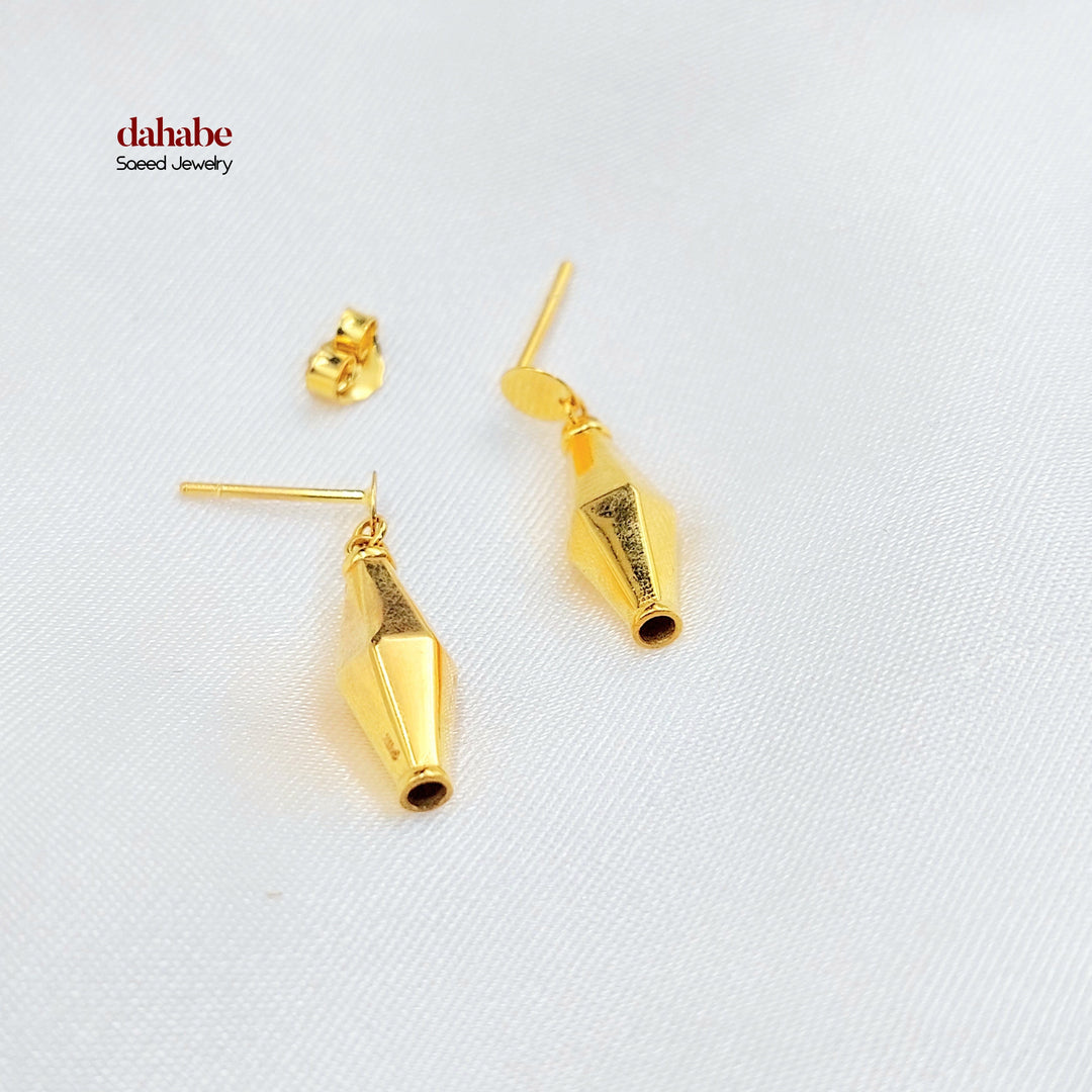 21K Gold Faceted Drop Earrings