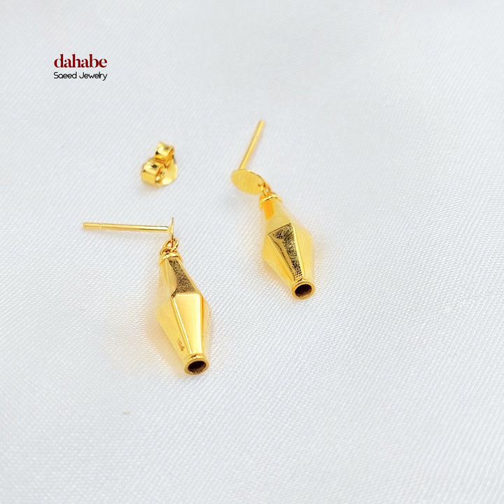 21K Gold Faceted Drop Earrings
