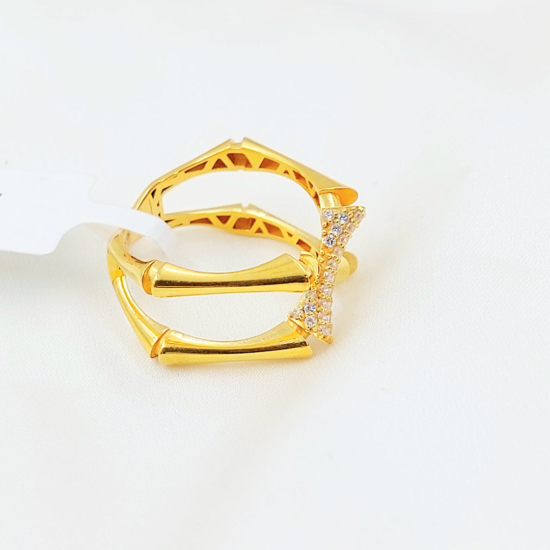 Zircon Studded Deluxe Ring Made of 21K Gold by Saeed Jewelry 