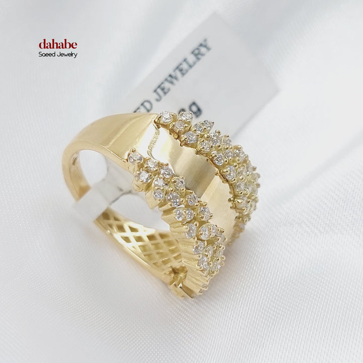 18K Gold Zircon Band Ring