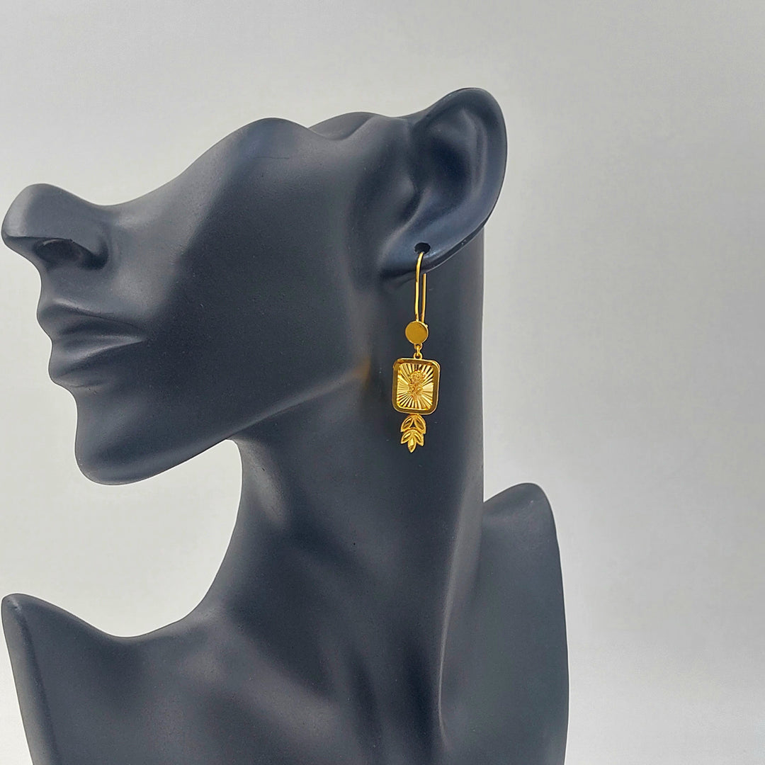 Ounce Shankle Earrings Made of 21K Gold by Saeed Jewelry 
