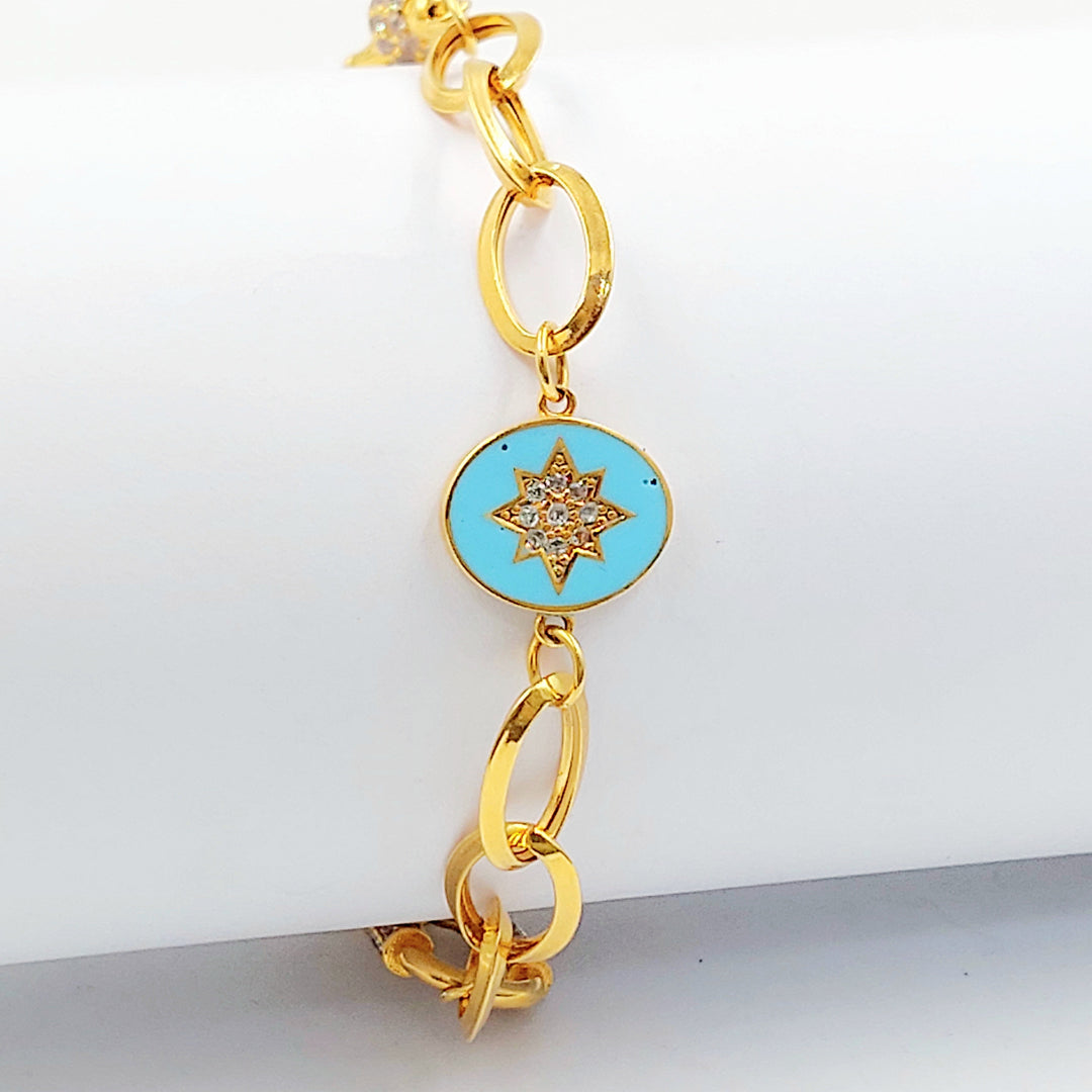 Zircon Studded Cuban Links Bracelet Made of 21K Gold by Saeed Jewelry 