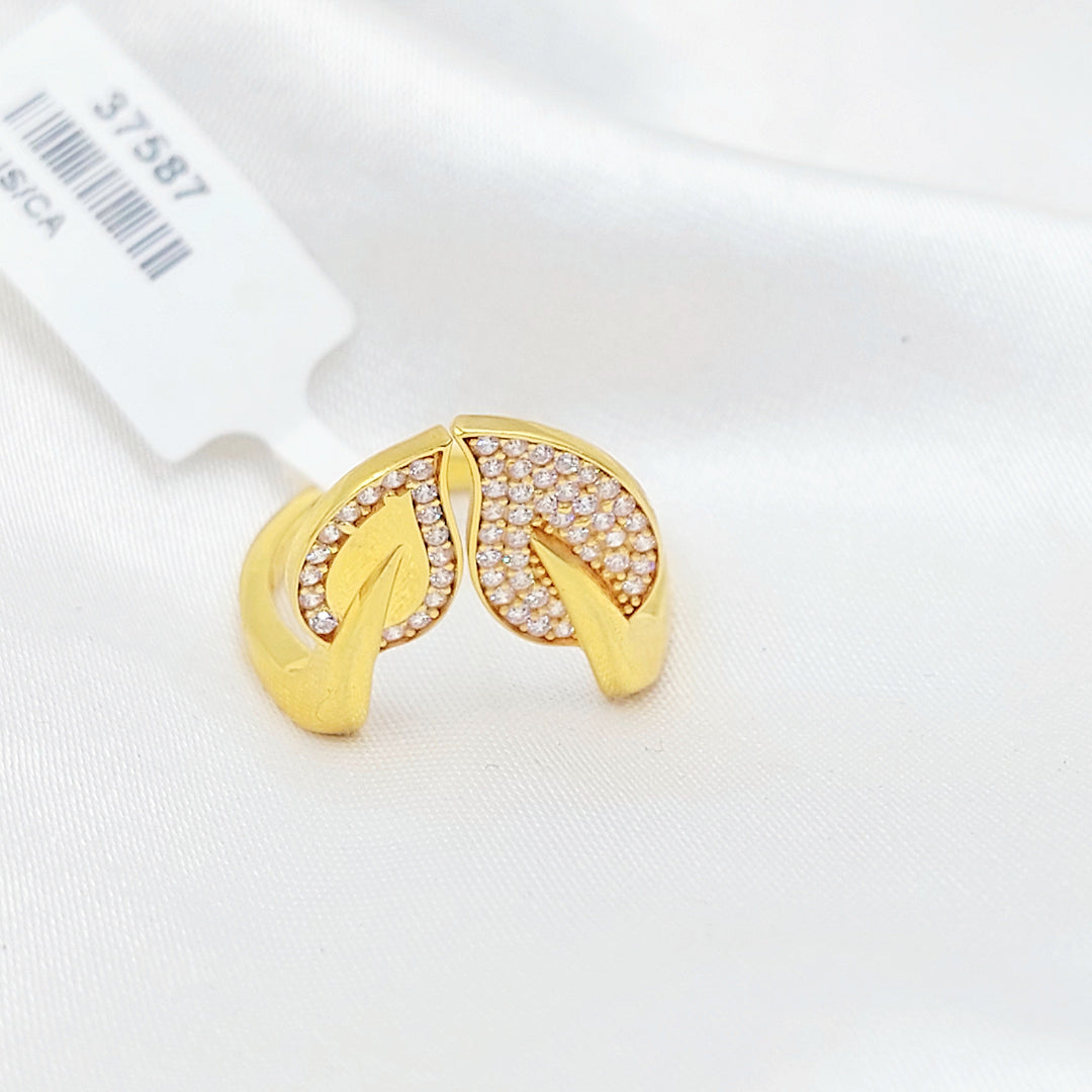 Zircon Studded Almond Ring