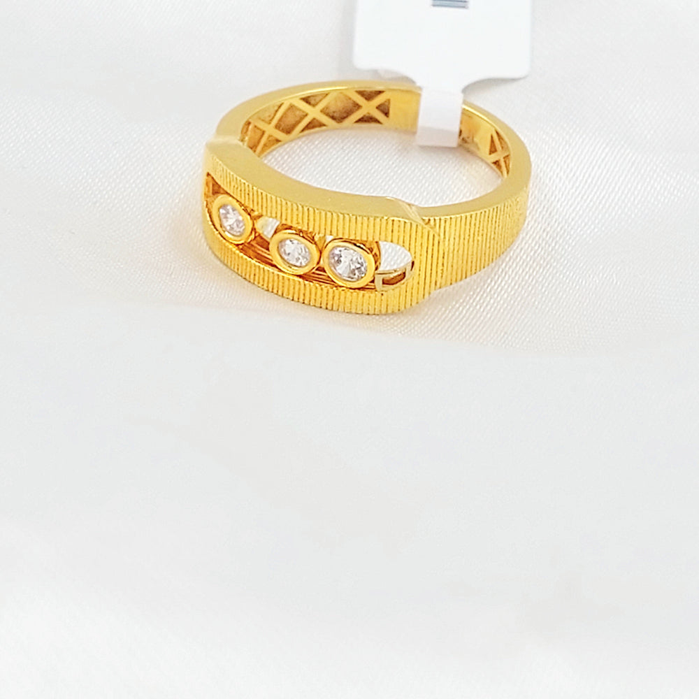 Zircon Studded Deluxe Ring Made of 21K Gold by Saeed Jewelry 