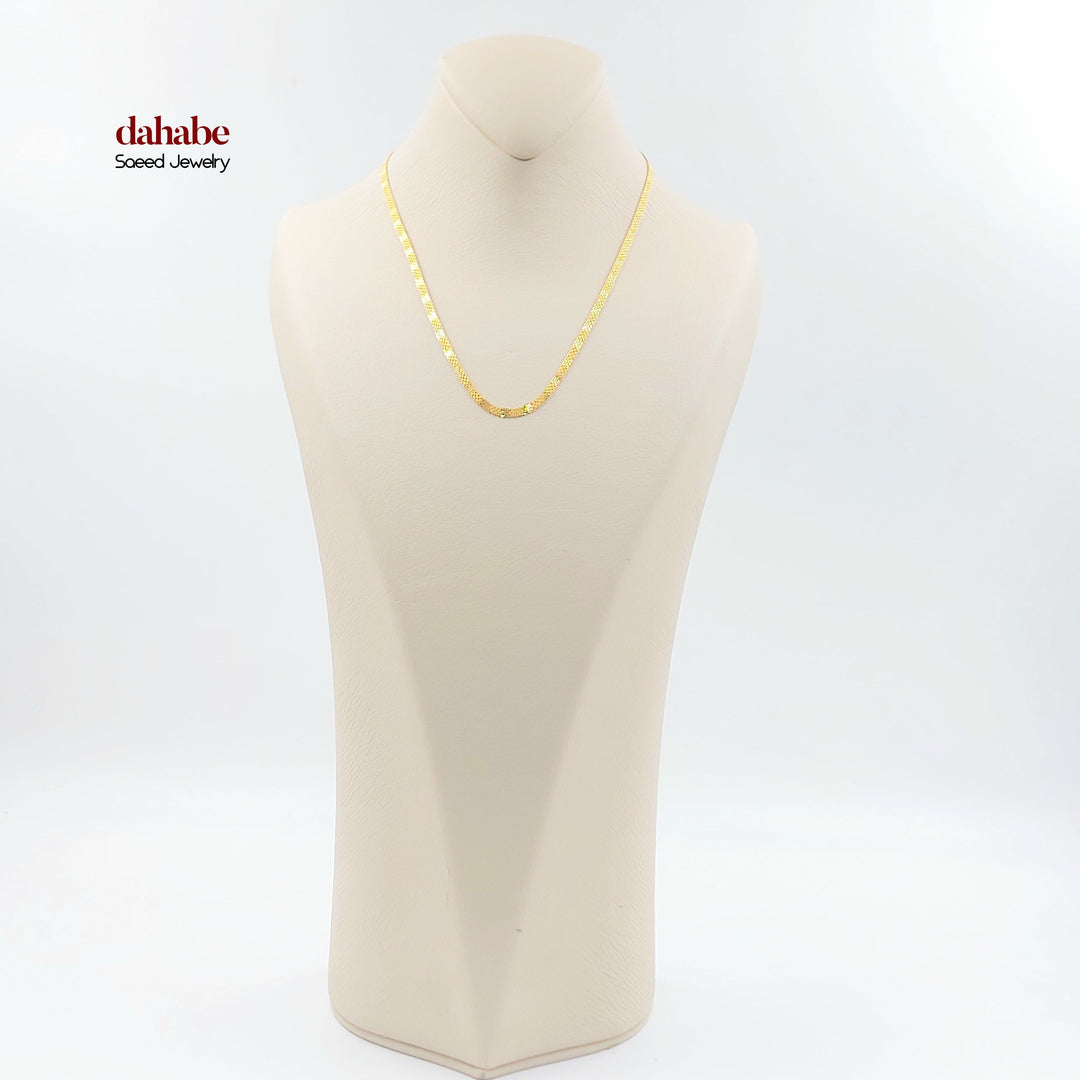 21K Gold 3mm Flat Chain Necklace