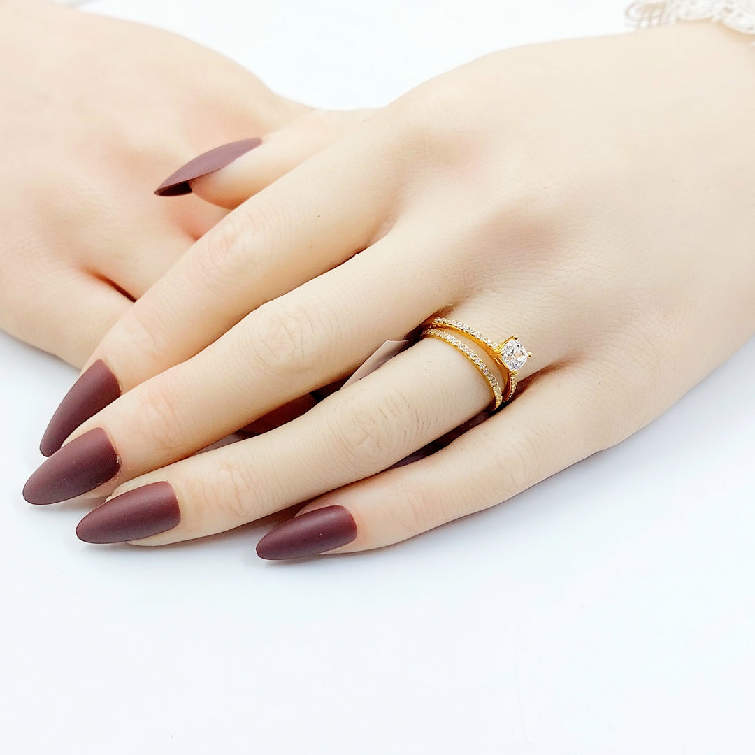 Zircon Studded Twins Wedding Ring