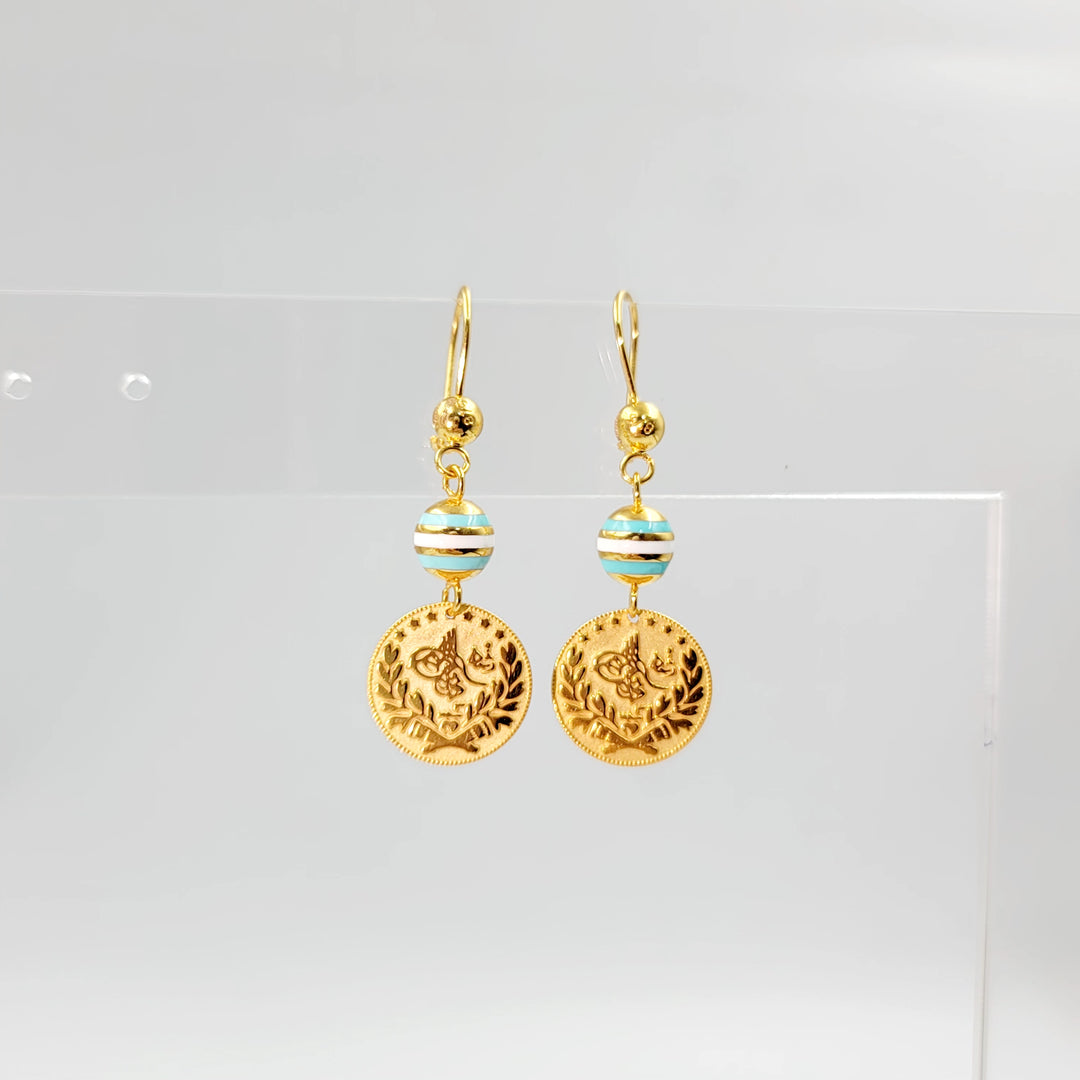 Enameled Rashadi Earrings Made of 21K Gold by Saeed Jewelry 