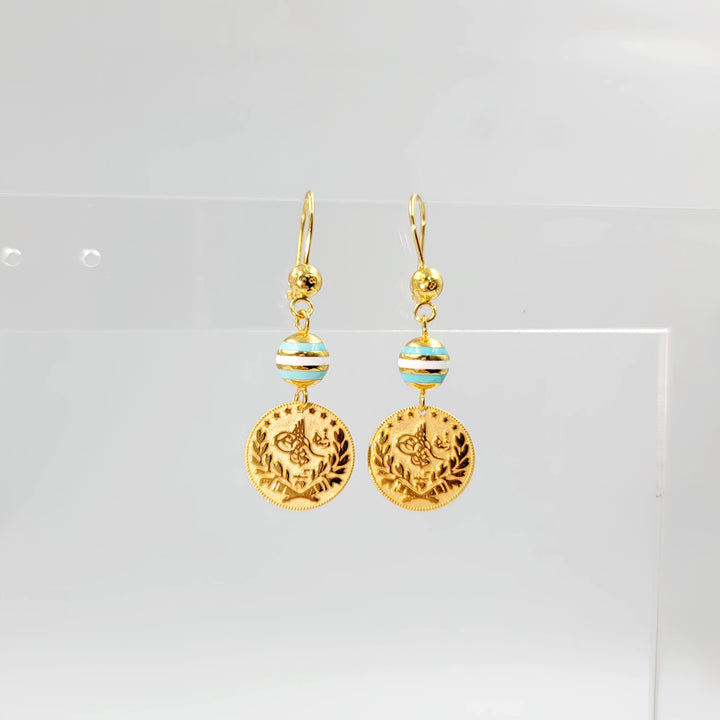 Enameled Rashadi Earrings Made of 21K Gold by Saeed Jewelry 