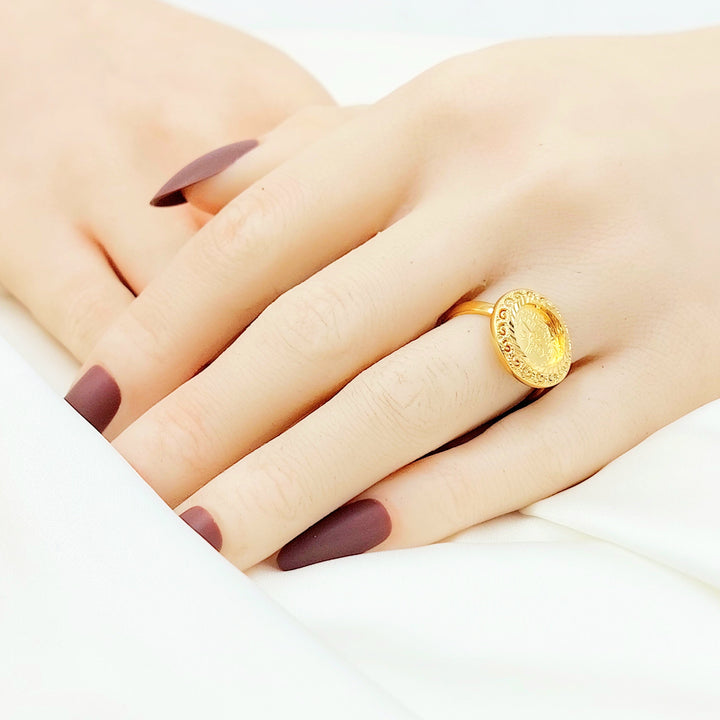 21K Gold Ottoman Coin-Inspired Halo Ring