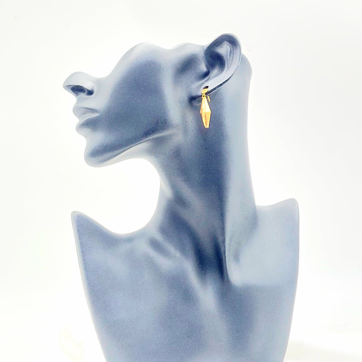 21K Gold Faceted Drop Earrings