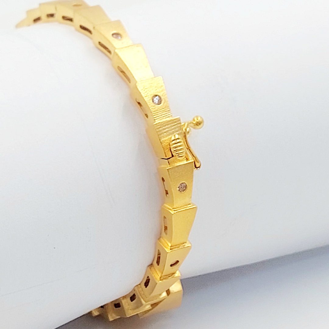 Zircon Studded Snake Bangle Bracelet Made of 21K Gold by Saeed Jewelry 