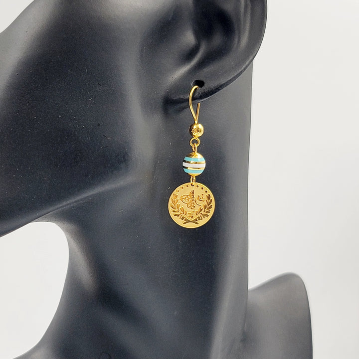 Enameled Rashadi Earrings Made of 21K Gold by Saeed Jewelry 