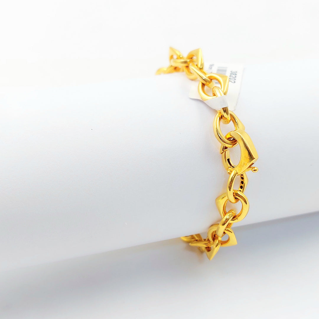 Heart Cuban Links Bracelet Made of 21K Gold by Saeed Jewelry 